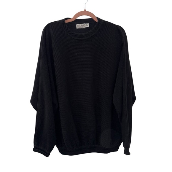 St. Croix Knits Crew Cotton Black Men's Sweater size Medium - Picture 1 of 9